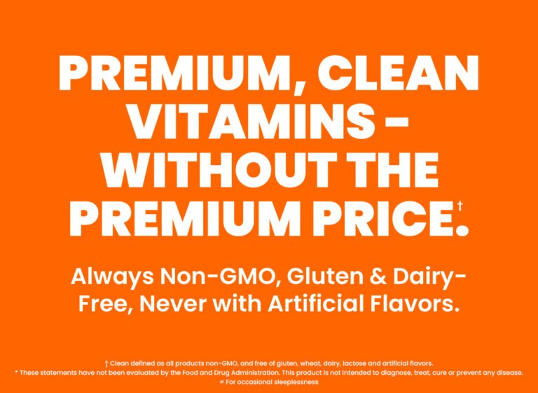 Text reads: Premium, clean vitamins - without the premium price.